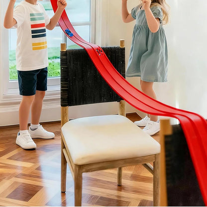 5-Meter Flexible Race Car Track with Base and 360-Degree Rotating Cars for Home Play Red