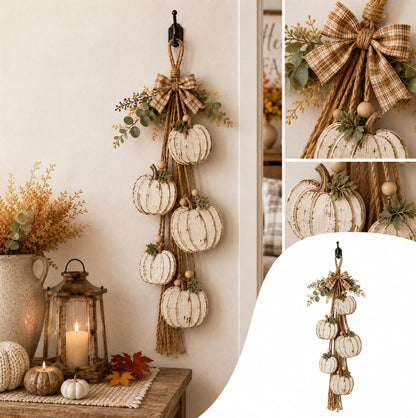 Rustic Engineered Wood Wall Hanging Farmhouse Layered Door Hanging - Pumpkin