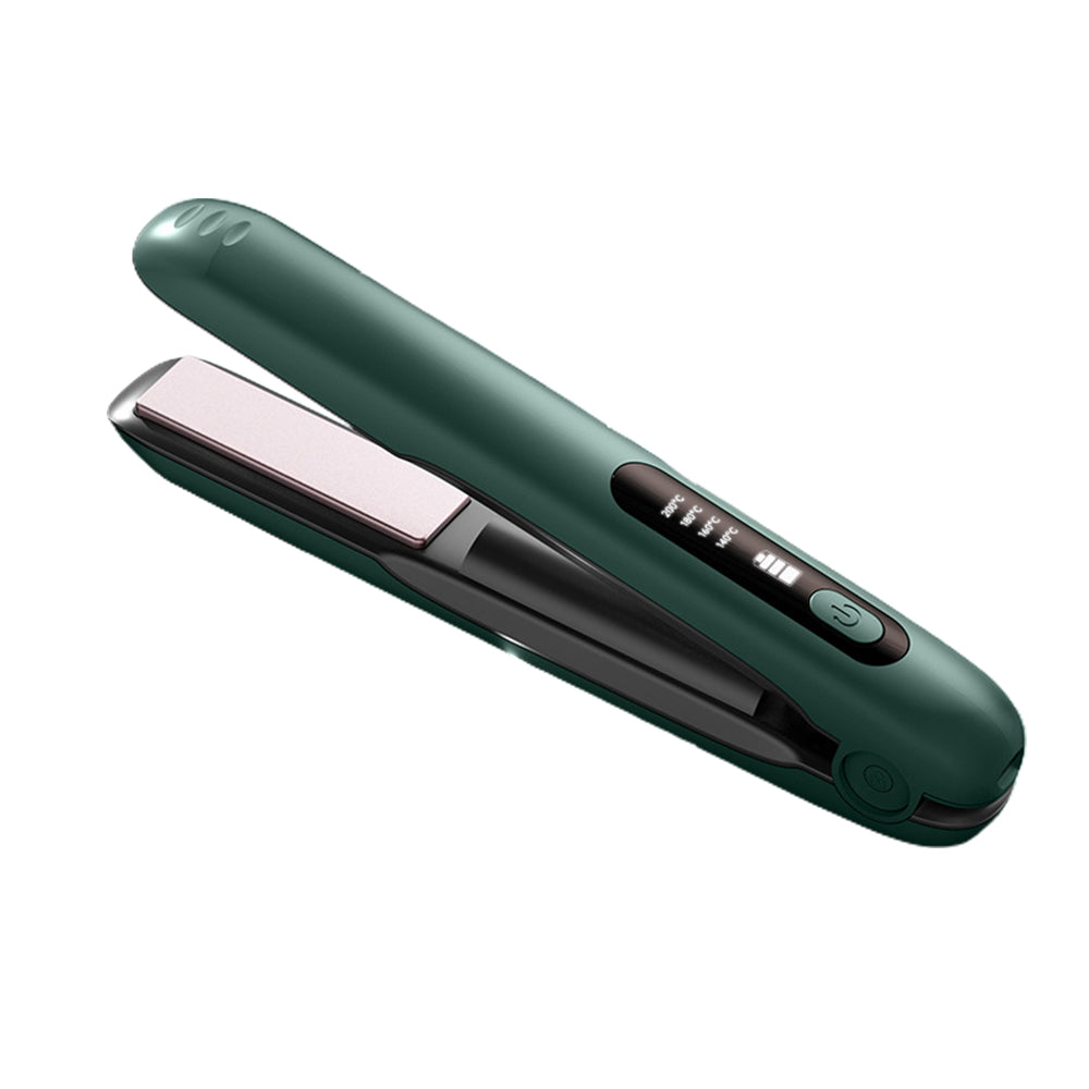 2 in 1 Portable Hair Straightener and Curler Cordless USB Mini Hair  Flat Iron-Green