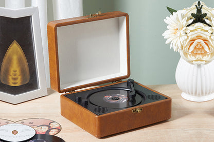 Retro Suitcase CD Player Bluetooth Vintage Desktop CD Player with Speaker-Brown