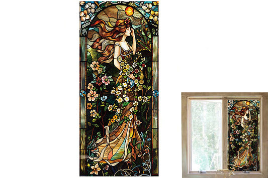Static Cling Window Film Frosted Stained Glass Sticker Fairy Decor Glass Privacy Film