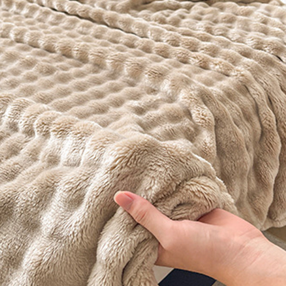 Bubble Fleece Blanket -Khaki