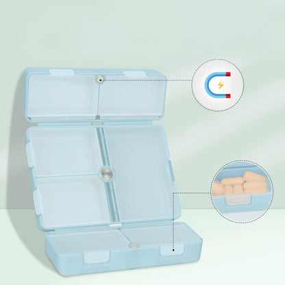 7-Compartment Folding Pill Case Portable Travel Daily Pill Organizer Blue
