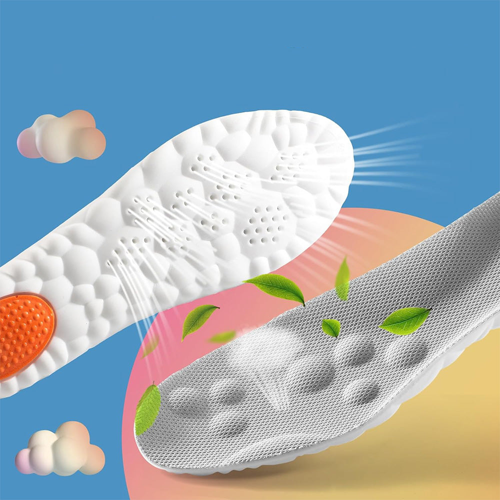 Pair of 4D Cloud-Soft Comfort Soles Cushioning Arch Support Insoles Grey