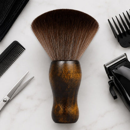 Soft Hair Sweeper Brush with Storage Case Neck Duster Brush - Brown