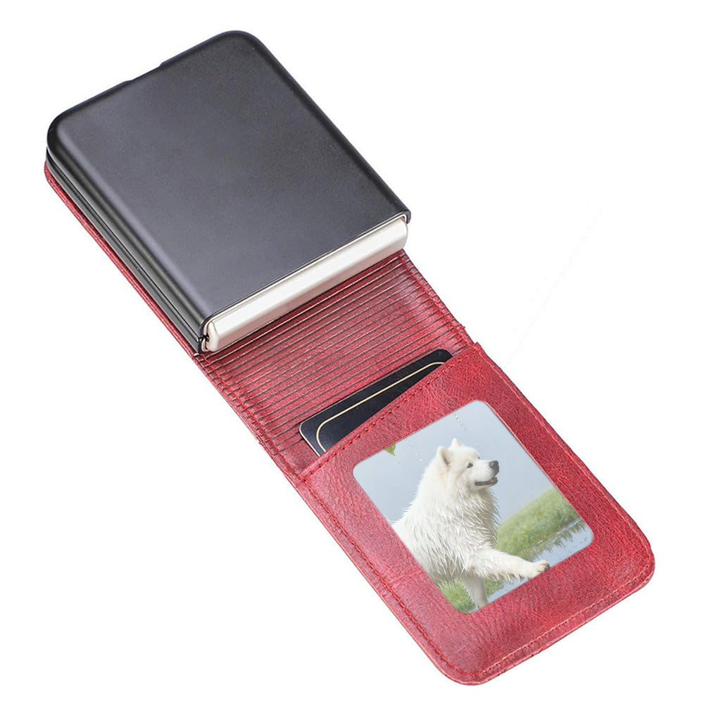PU Wallet Card Holder Case for Samsung Galaxy Z Flip 6 7 8 with Stand - Red