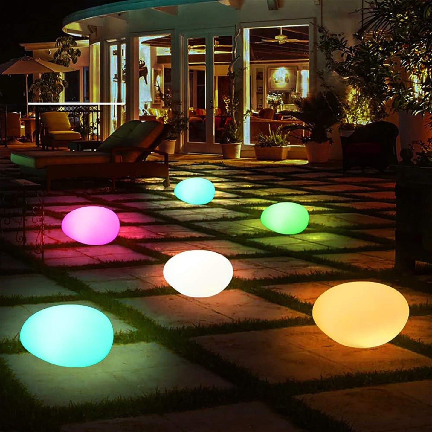 LED Outdoor Solar Stone Light Glow Stone Shape Garden Decor Light