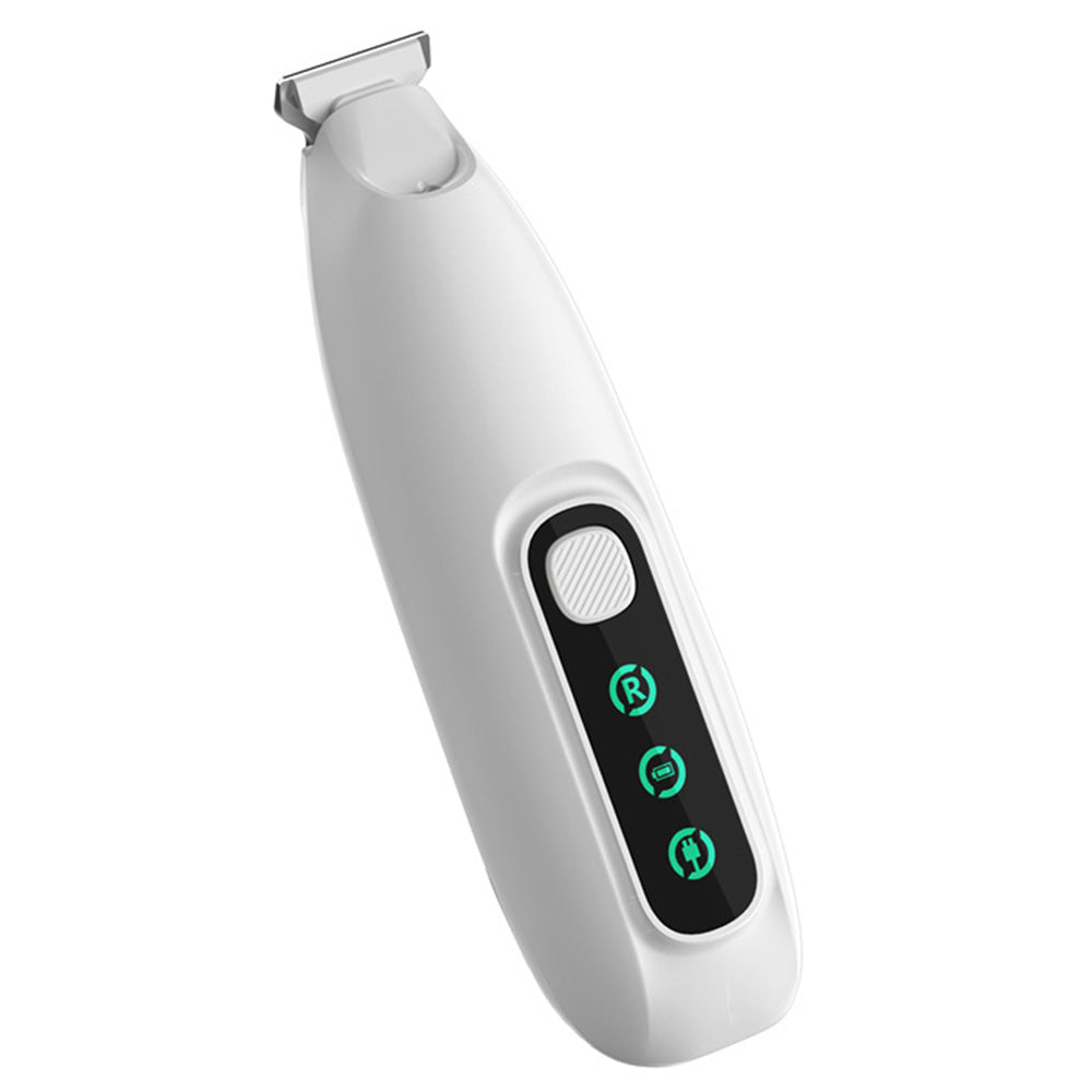 Pet Electric Paw Hair Trimmer with 18mm Ceramic Blade and LED Light - White