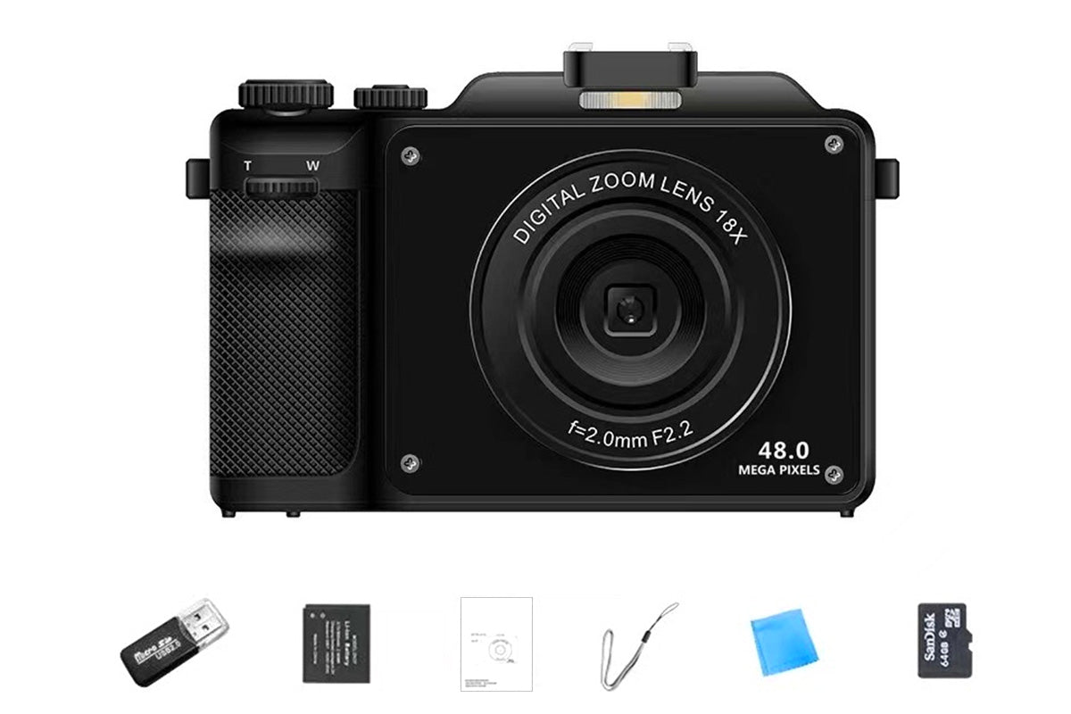 4K Digital Camera for Photography Video 18X Zoom Autofocus Anti-Shake Camera -Black