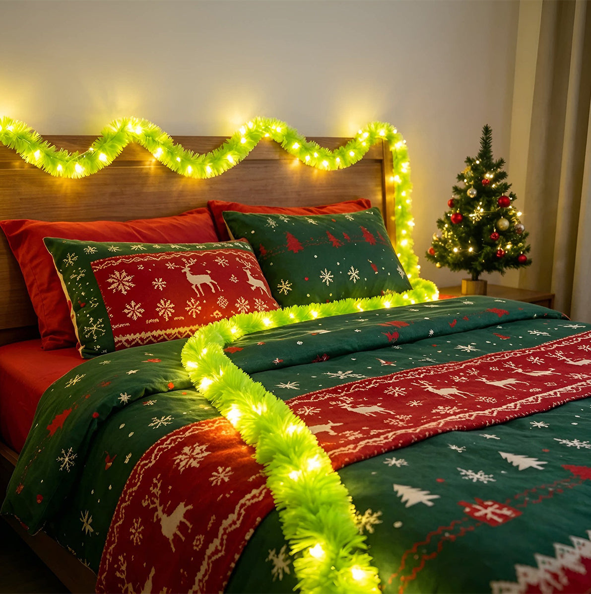 2 Pack Christmas LED String Lights LEDs Battery Powered Garland - Green