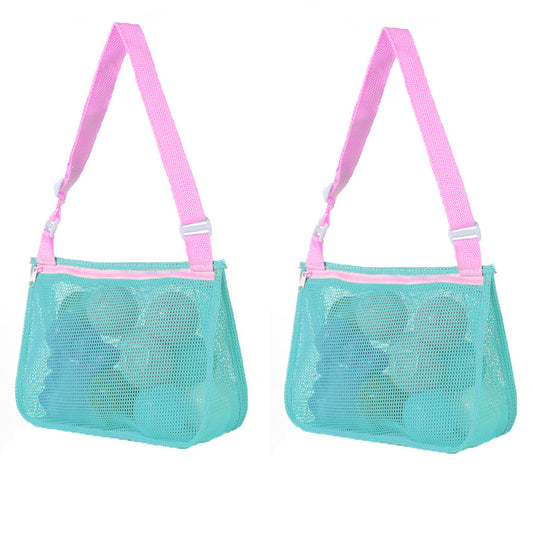 2Pcs Beach Toy Mesh Bag Shell Collecting Bag for Kids Green