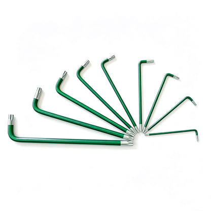 18Pcs Long Arm Ball End Hex Key with CRV Steel for Car Motorcycle Repair-Green