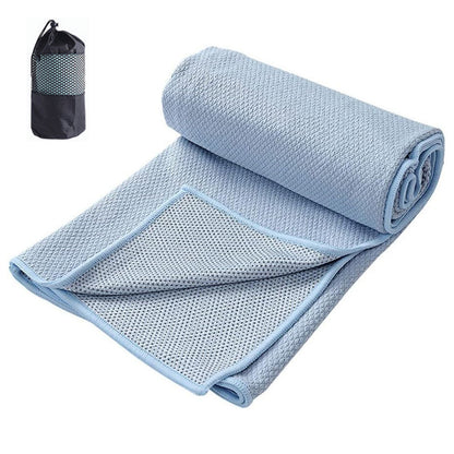 Hot Yoga Towel Microfiber Sweat Anti-Slip Yoga Mat Towels for Bikram Pilates-Blue