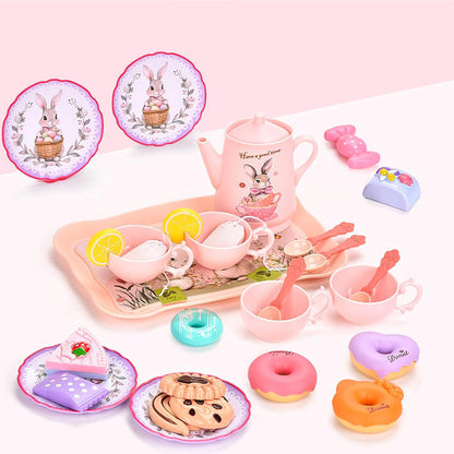 Kids Pretend Tea Party Set with Dessert & Carrying Case Style 2