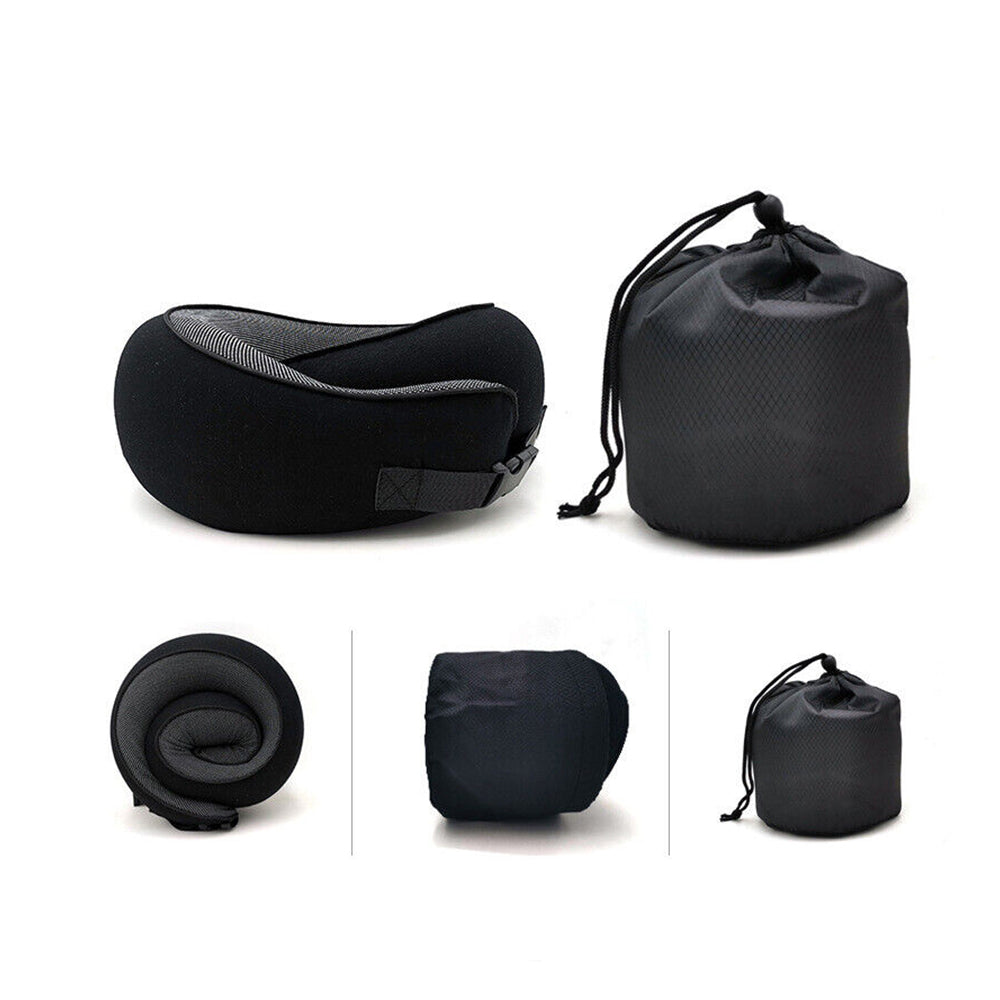 Travel Neck Pillow Comfortable U Shaped Memory Foam Neck Support Pillow Black