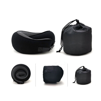 Travel Neck Pillow Comfortable U Shaped Memory Foam Neck Support Pillow Black