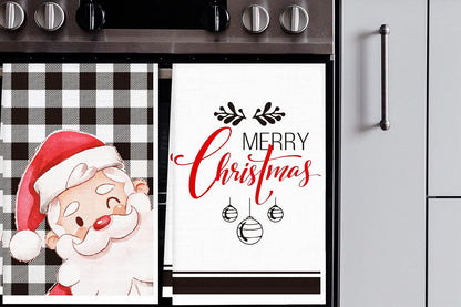 4Pcs Set Christmas Kitchen Towels Grinch Hand Inspirited Towel Merry Christmas Decorative Xmas Absorbent Dish Towels-Style 2