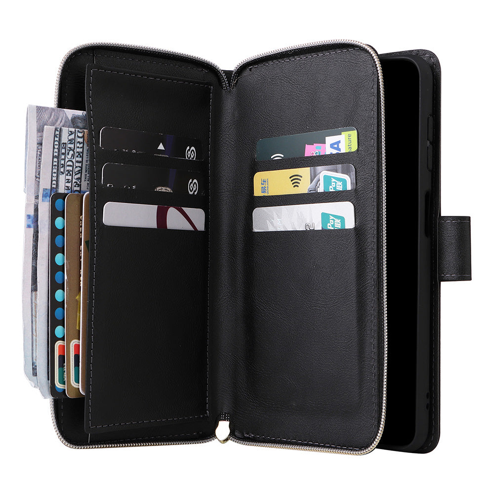 Wallet Leather Flip Cover for Samsung S26 Series with Card Slots Kickstand-Black