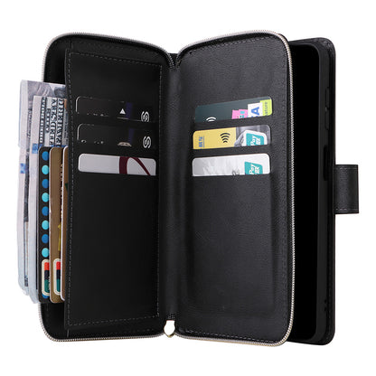 Wallet Leather Flip Cover for Samsung S26 Series with Card Slots Kickstand-Black
