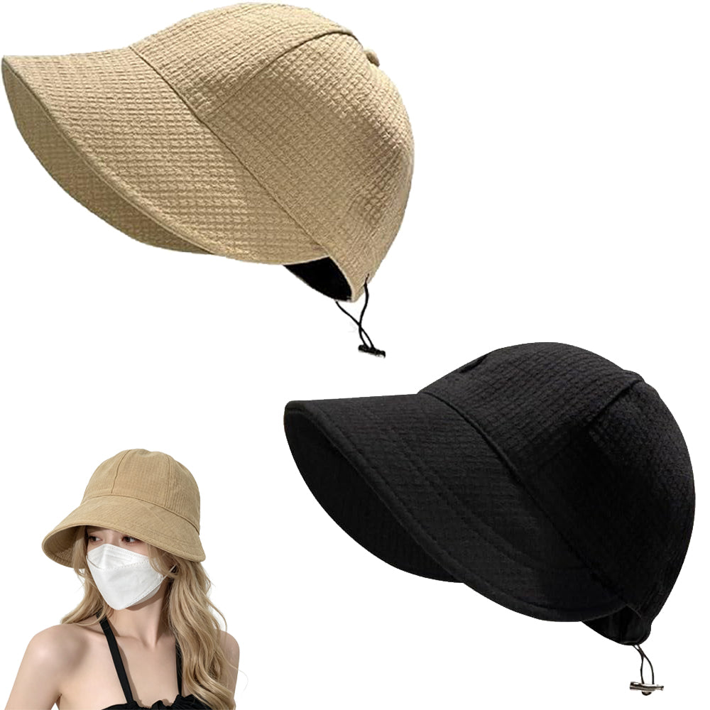 2 Pack Waffle Bucket Hats and Visor Caps - Khaki