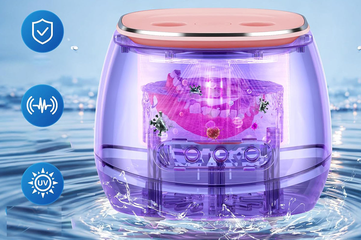 Ultrasonic Retainer Cleaner with UVC Cleaning - Pink