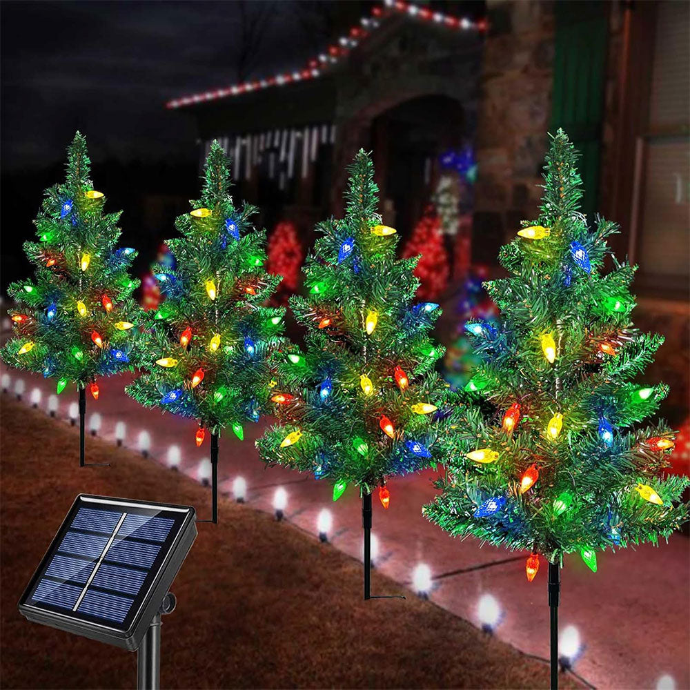 4-in-1 Solar Christmas Tree Lights Xmas Outdoor Garden Decorations
