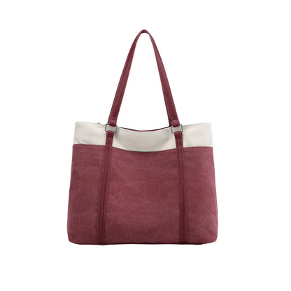 Women Tote Bag for Work Travel Canvas Laptop Handbag Shoulder Bag Red