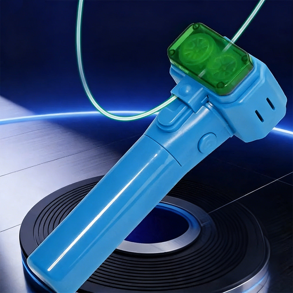 Handheld Double Wheel Rope Launcher Glow In the Dark Lasso Loop Fidget Toy-Blue