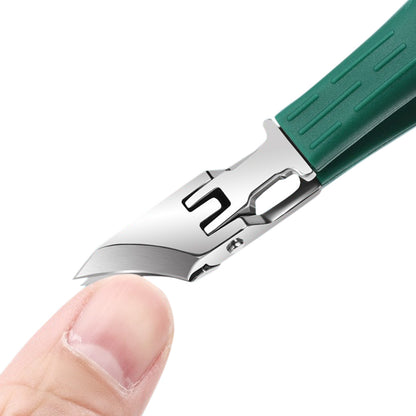 3 Piece Slanted Nail Clipper Set with File and Cleaner Tool - Green