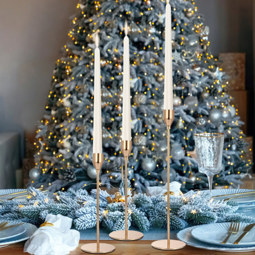 3Pcs Set Metal Candle Holders Taper Decorative Candlestick Holders for Wedding Dinning Party Golden