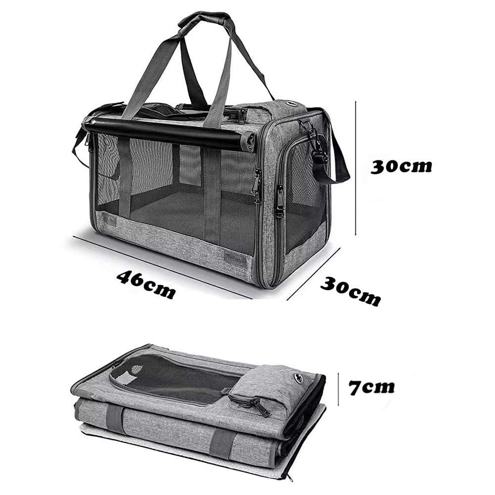 Pet Carrier for Large Cats Washable Dog Carrier Privacy Protection for Travel-grey