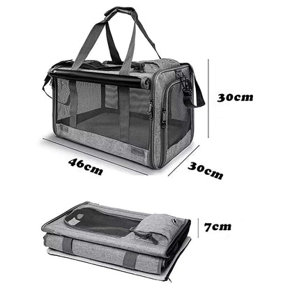 Pet Carrier for Large Cats Washable Dog Carrier Privacy Protection for Travel-grey