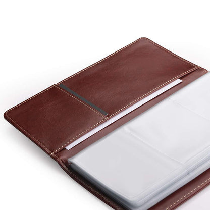 120-Slot Capacity Business Card Holder Album-Reddish Brown