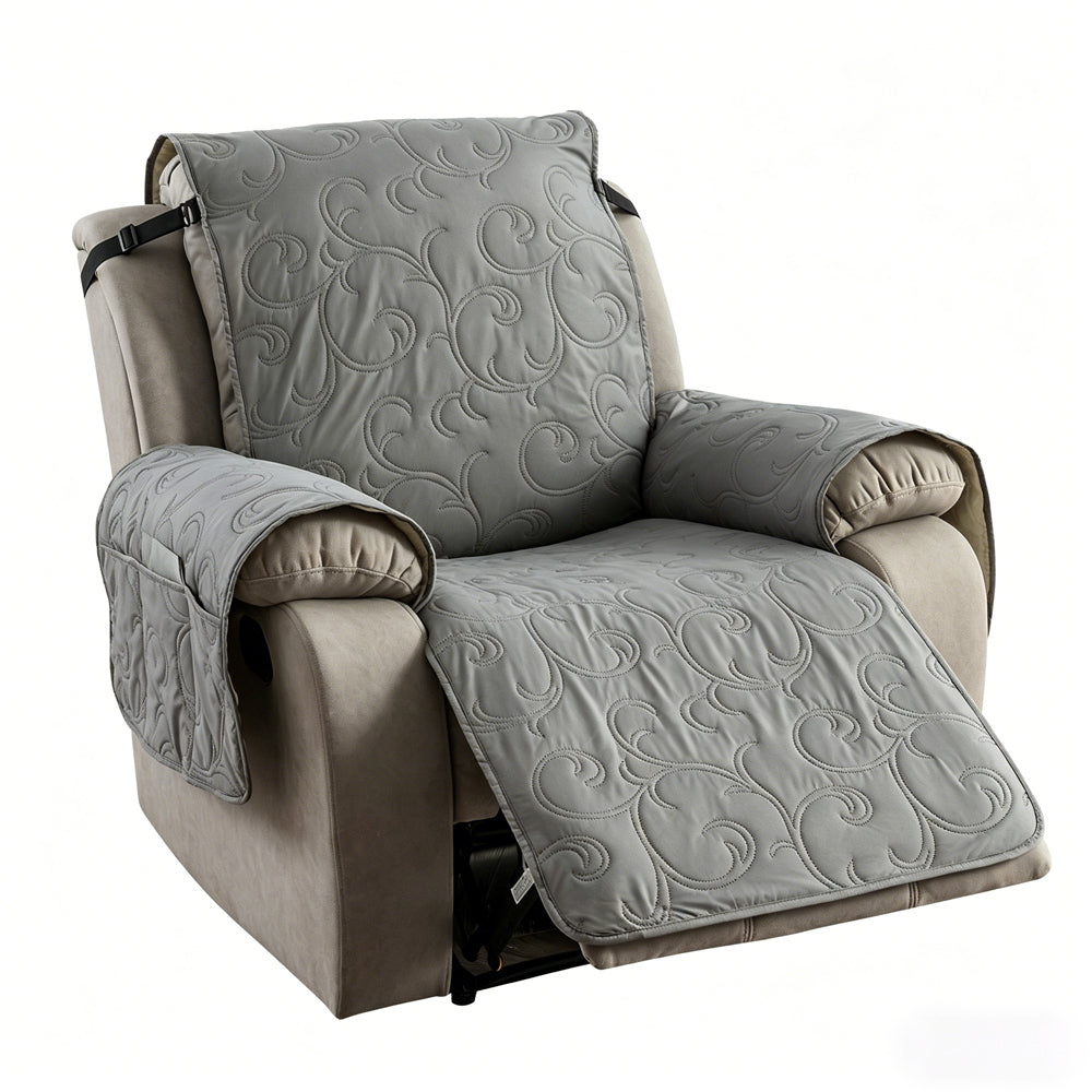 Waterproof Recliner Cover with Storage Pocket Non Slip Washable Couch Cover-Dark Grey