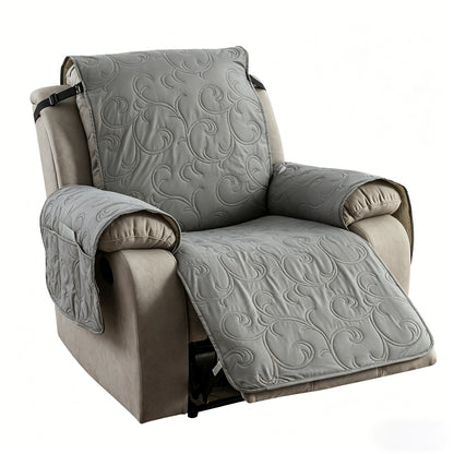 Waterproof Recliner Cover with Storage Pocket Non Slip Washable Couch Cover-Dark Grey