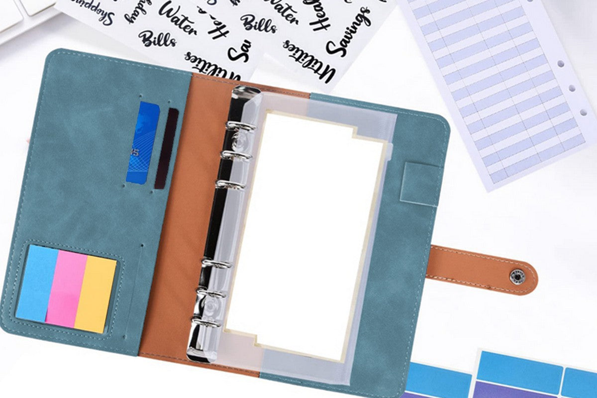 A6 Budget Binder With 12Pcs Zipper Envelopes Money Organizer For Cash Budget Binder-Light Blue