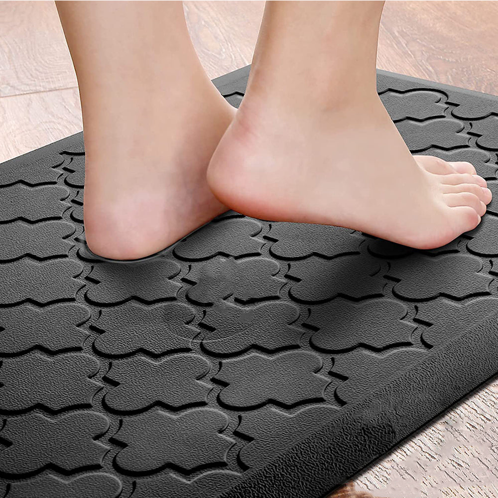Anti Fatigue Cushioned PVC Floor Mat for Kitchen and Office-Black