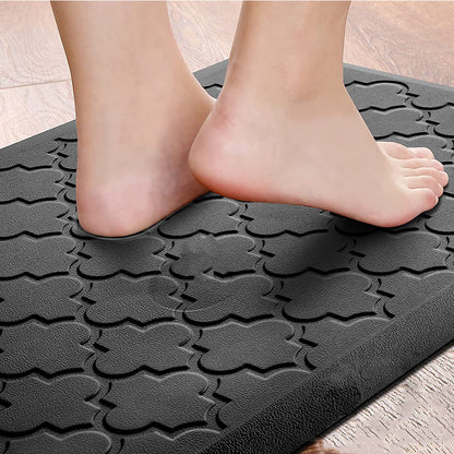 Anti Fatigue Cushioned PVC Floor Mat for Kitchen and Office-Black