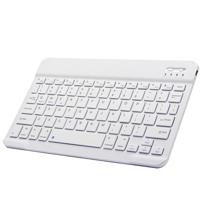 10-inch Ultra-Slim Bluetooth Keyboard Portable Mini Wireless Keyboard Rechargeable for iOS Android Windows Tablet Smartphone White