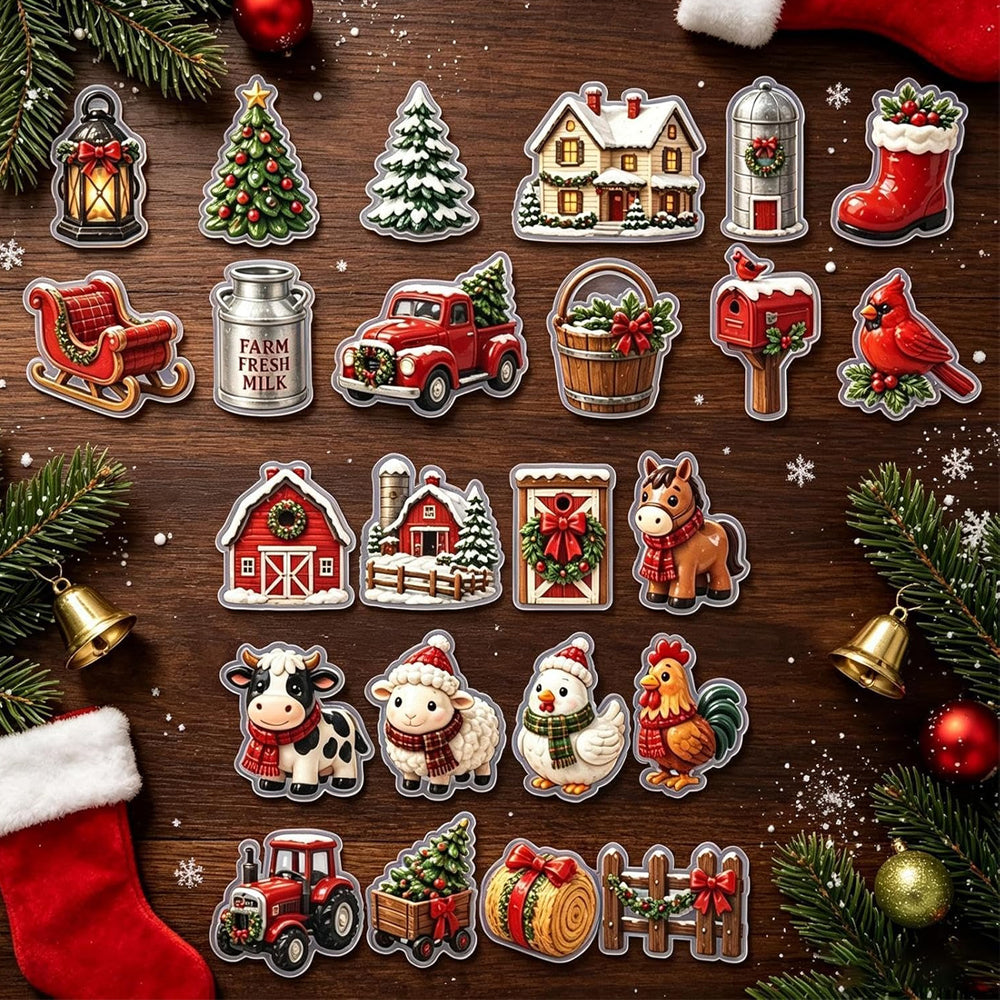 Christmas Advent Calendar 2D Acrylic Pickup Truck Ornaments - Cow