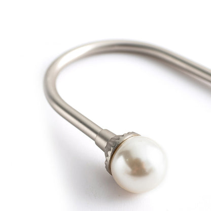 2Piece U Shape Pearl Curtain Holdback Hooks with Screws-Silver