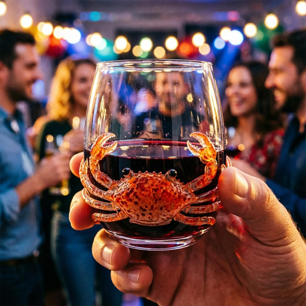 3D Ocean Animal Glass 350ml Borosilicate Wine Glass - Crab