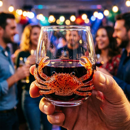 3D Ocean Animal Glass 350ml Borosilicate Wine Glass - Crab
