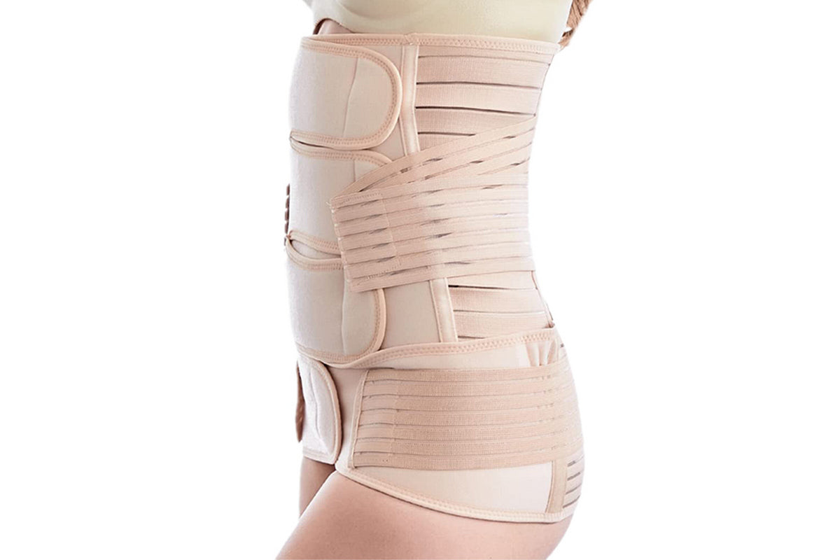 2Pcs Belly Support Recovery Waist Pelvis Belt Postpartum Belly Wrap Band Waist Trainer-Cuticolor