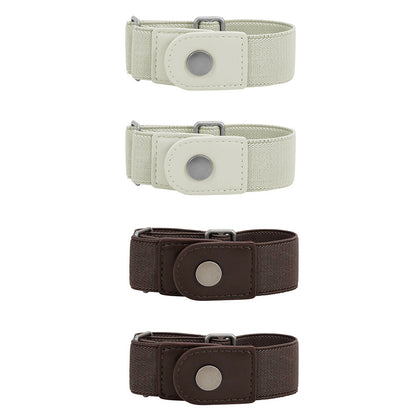 2Pcs Elastic Side Buckle Belt for Jeans Pants Unisex Adults Adjustable Waistband Stretch-Coffee