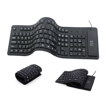 Waterproof Silicone Foldable Flexible Full Size USB Keyboard - 109-key