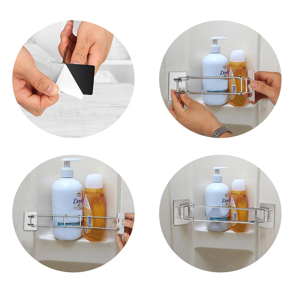 2Pcs Adjustable RV Shower Corner Storage Rack Stainless Steel Rod for Corner Shelves in Camper