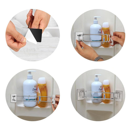 2Pcs Adjustable RV Shower Corner Storage Rack Stainless Steel Rod for Corner Shelves in Camper