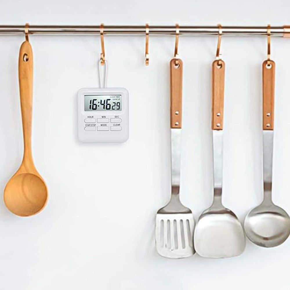 3-in-1 Electric Digital Timer Multi-Functional Loud Alarm Clock for Kitchen Gym Classroom White