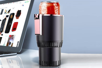 2 in 1 Car Cup Warmer Cooler Smart Car Mug Holder Auto Car Cooling and Heating Cup with LED Temperature Display Car Refrigerator-Purple